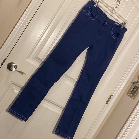 2 pair Rose Royce Over-dyed Skinny Jean Sz 32 US 15/16. Blue pair. Black pair. - Picture 2 of 16